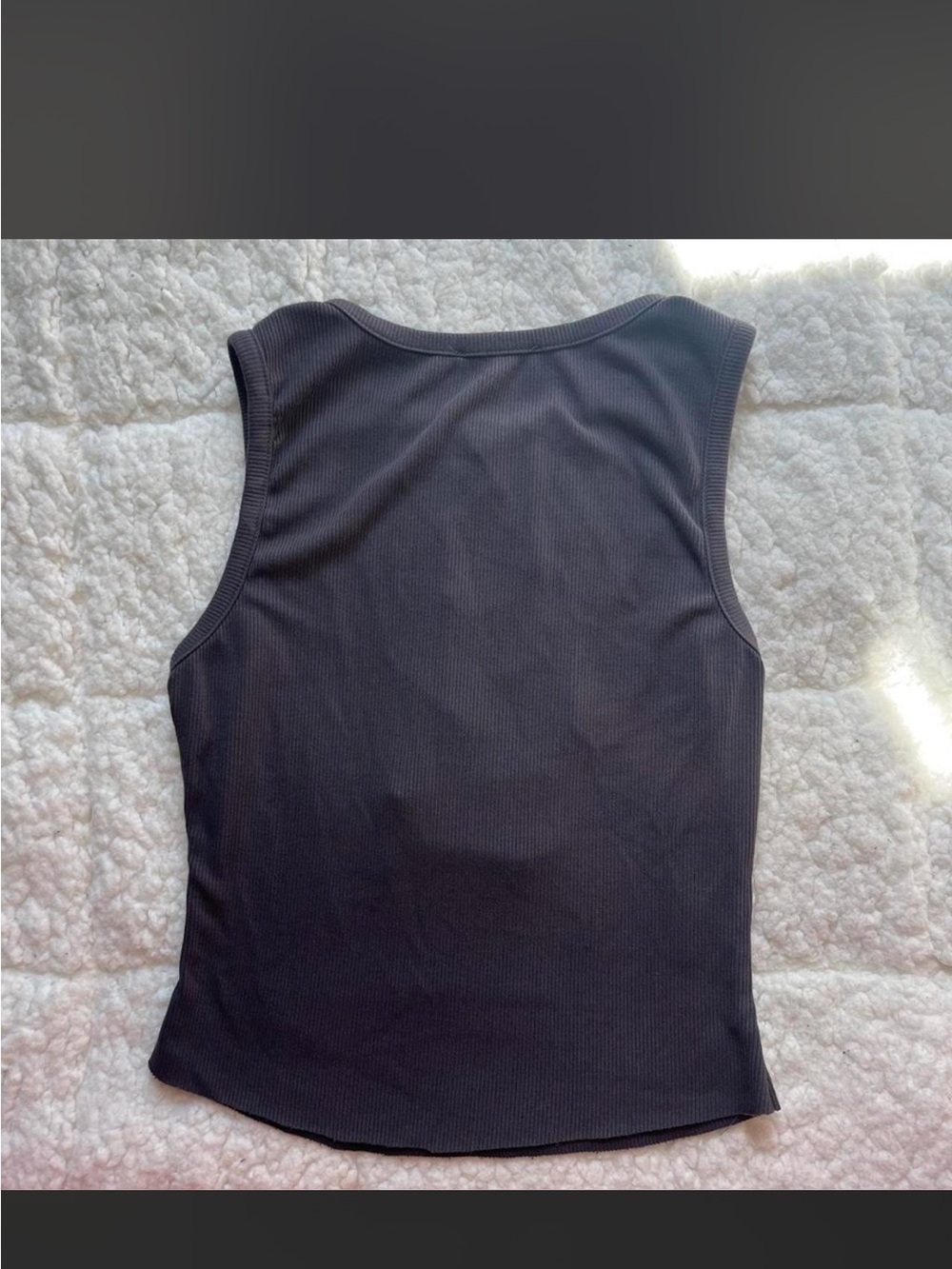 Distressed Ribbed Black Tank Top - Picture 3 of 3